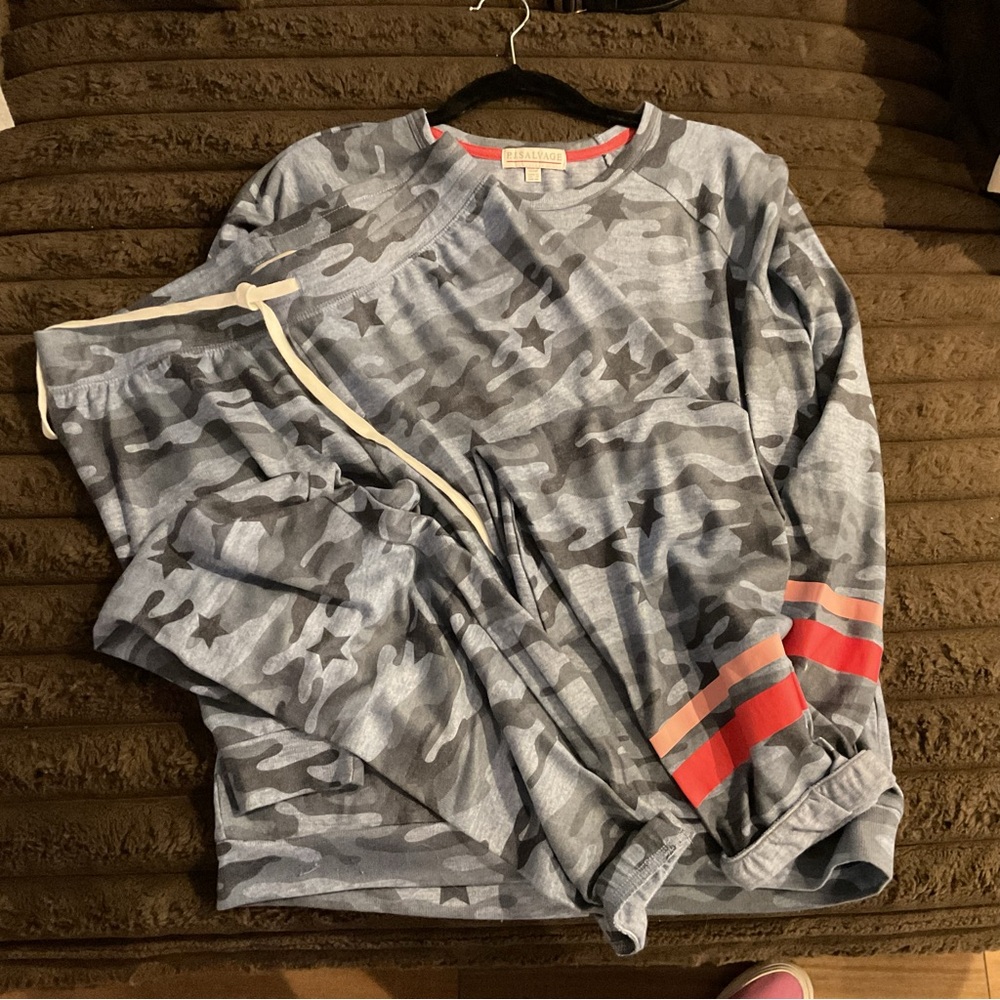 PJ Salvage Blue Camo Pajama Set